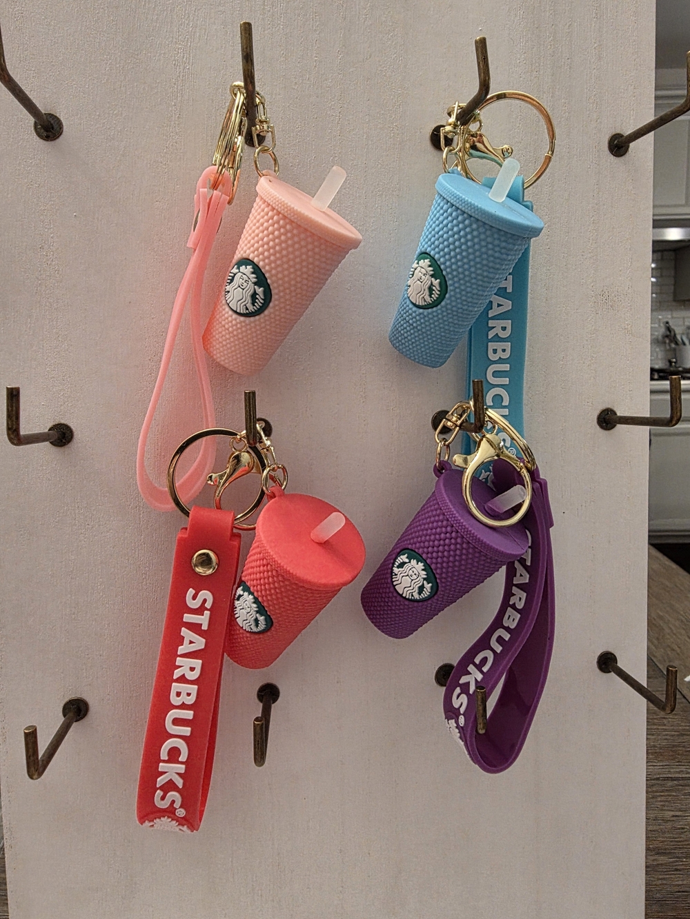 Starbucks Silicone Mini Cup Keychains in Red Purple Or Blue - Picture 2 of 2